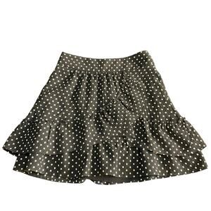 Sezane Black and Cream Poka Dot Ruffle Mini Skirt Size Size 36 (US 4)